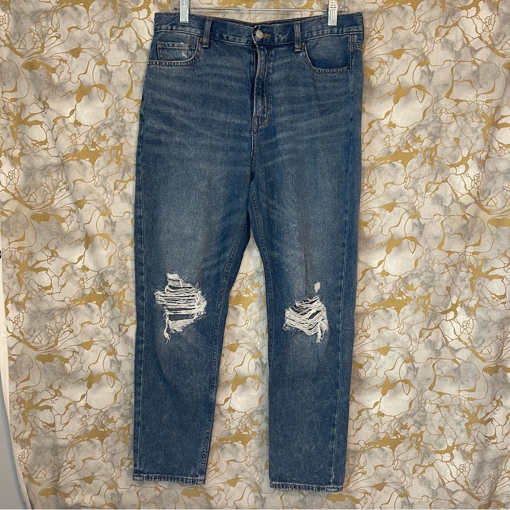 American Eagle Mom Jean Distressed High Rise Jeans Size 10